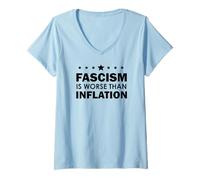 Womens Resist Fascism is Worse Than Inflation No Kings Anti-Fascism V-Neck T-Shirt