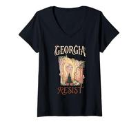 Women's Resist Georgia Political Protest V-Neck T-Shirt