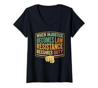 Womens Resist Injustice Equality Protest Human Rights Quote Vintage V-Neck T-Shirt