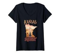 Women's Resist Kansas Political Protest V-Neck T-Shirt