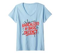 Womens Resist RADICALIZED by Basic Decency Freedom Support Crew V-Neck T-Shirt