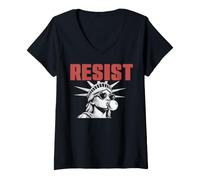 Women's Resist Statue Liberty Bubblegum Protest Equality Men Women V-Neck T-Shirt