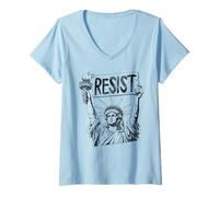 Womens Resist Statue of Liberty Activist Political Protest V-Neck T-Shirt