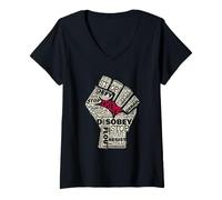 Women's Resist Trump Protest Defy Disobey Protest V-Neck T-Shirt
