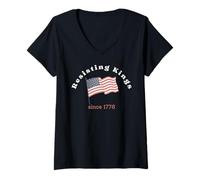 Womens RESISTING KINGS SINCE 1776 Dissent is Patriotic USA Meme V-Neck T-Shirt