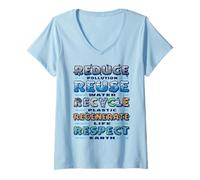 Women's Respect Earth Reduce Reuse Recycle Environmental Awareness V-Neck T-Shirt