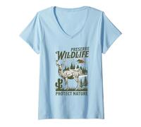 Womens Respect Locals Preserve Wildlife Retro Animal Protect Nature V-Neck T-Shirt