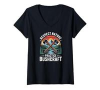 Women's Respect Nature Practice Bushcraft Camping V-Neck T-Shirt