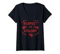 Womens Respect The Ant Colony Funny V-Neck T-Shirt