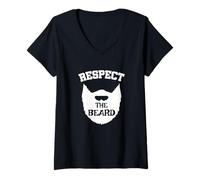 Women's Respect The Beard - Funny Beard V-Neck T-Shirt