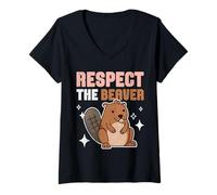Women's Respect The Beaver V-Neck T-Shirt