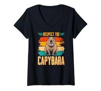 Womens Respect The Capybara Rodent Animal V-Neck T-Shirt