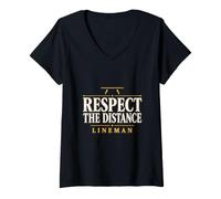 Women's Respect the Distance Lineman Minimum Approach Distance V-Neck T-Shirt