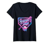 Womens Respect The Drip Baseball Dripping Bat Home Plate Sports V-Neck T-Shirt