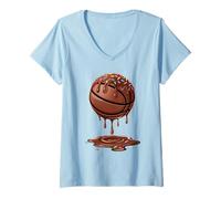 Womens Respect The Drip Basketball Sprinkles Chocolate Cream Drip V-Neck T-Shirt