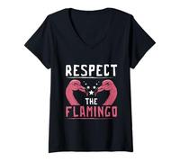 Women's Respect The Flamingo Bird Lover V-Neck T-Shirt