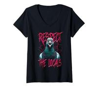 Womens Respect The Locals Funny Pigeon Bird V-Neck T-Shirt