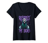 Womens Respect The Locals Funny Pigeon Bird V-Neck T-Shirt