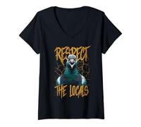 Womens Respect The Locals Funny Pigeon Bird V-Neck T-Shirt