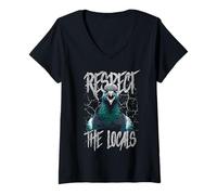 Womens Respect The Locals Funny Pigeon Bird V-Neck T-Shirt
