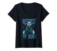 Womens Respect The Locals Funny Pigeon Bird V-Neck T-Shirt