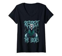 Womens Respect The Locals Funny Pigeon Bird V-Neck T-Shirt