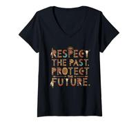 Women's Respect The Past Protect The Future Native American V-Neck T-Shirt