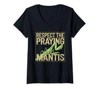 Women's Respect The Praying Mantis Insect Nature Enthusiast V-Neck T-Shirt