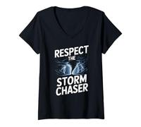 Women's Respect The Storm Chaser Tornado Weather V-Neck T-Shirt
