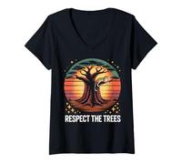 Womens Respect the Trees Baobab and Jaguar Natural Conservation V-Neck T-Shirt