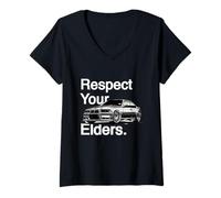Womens Respect Your Elders Vintage Euro E36 V-Neck T-Shirt