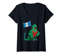 Womens Resplendent Quetzal Guatemala Flag V-Neck T-Shirt