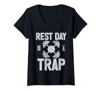 Womens Rest Day is A Trap Fitness Bodybuilding Weight Lifting Gym V-Neck T-Shirt