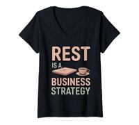 Womens Rest is A Business Strategy Funny Anti-Hustle CEO V-Neck T-Shirt