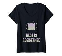 Womens Rest is Resistance Funny Anti-Hustle Culture V-Neck T-Shirt