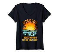 Women's Retired 2023 I Worked My Whole Life for This V-Neck T-Shirt