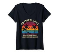 Women's Retired 2023 Now I Can Do What I Want Funny Retirement V-Neck T-Shirt