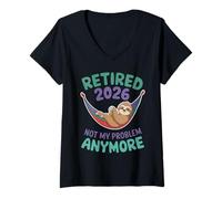 Womens Retired 2026 Sloth Not My Problem Anymore V-Neck T-Shirt