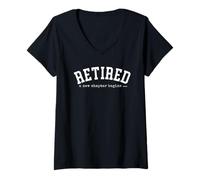 Women's Retired A New Chapter Begins Retirement Retro College Text V-Neck T-Shirt