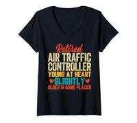 Women's Retired Air Traffic Controller Young at Heart - Retired ATC V-Neck T-Shirt