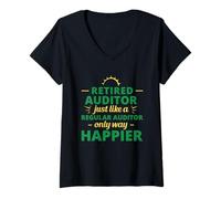 Womens Retired Auditor Just Like a Regular Auditor Only Way Happier V-Neck T-Shirt