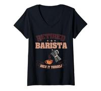 Women's Retired Barista Brew It Yourself Coffee Funny Retirement V-Neck T-Shirt