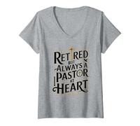 Women's Retired But Always A Pastor at Heart Pastor Appreciation V-Neck T-Shirt