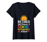 Womens Retired But Forever A School Psychologist at Heart V-Neck T-Shirt