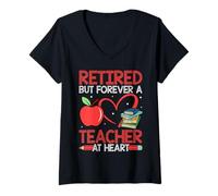 Women's Retired But Forever A Teacher At Heart Retirement Countdown V-Neck T-Shirt