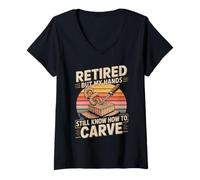 Women's Retired But My Hands Still Know How to Carve V-Neck T-Shirt