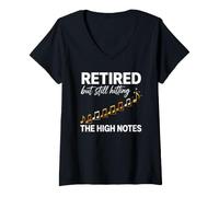 Women's Retired But Still Hitting The High Notes Music V-Neck T-Shirt
