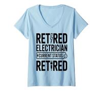 Women's Retired Electrician Current Status Retired V-Neck T-Shirt