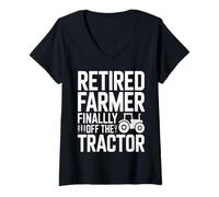 Women's Retired Farmer Finallly Off The Tractor Saying V-Neck T-Shirt
