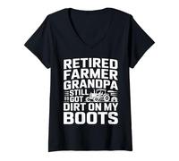 Women's Retired Farmer Grandpa Still Got Dirt On My Boots V-Neck T-Shirt